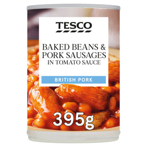 Tesco Baked Beans & Pork Sausages In Tomato Sauce 395 g