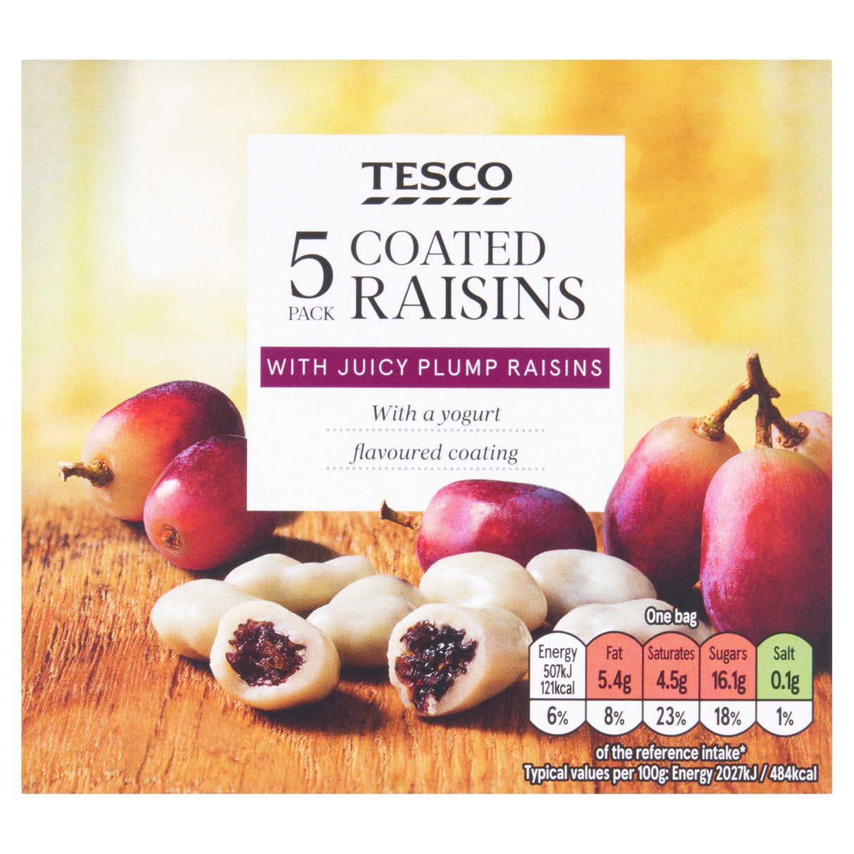 Tesco Coated Raisins Yogurt Flavoured Coating 125 g