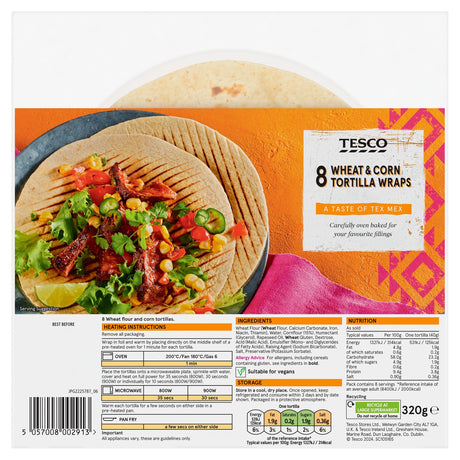 Tesco Corn Tortillas x8 320 g