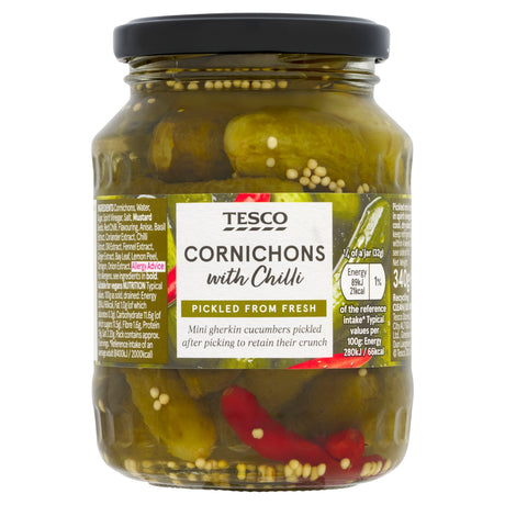 Tesco Cornichons With Chilli 340 g