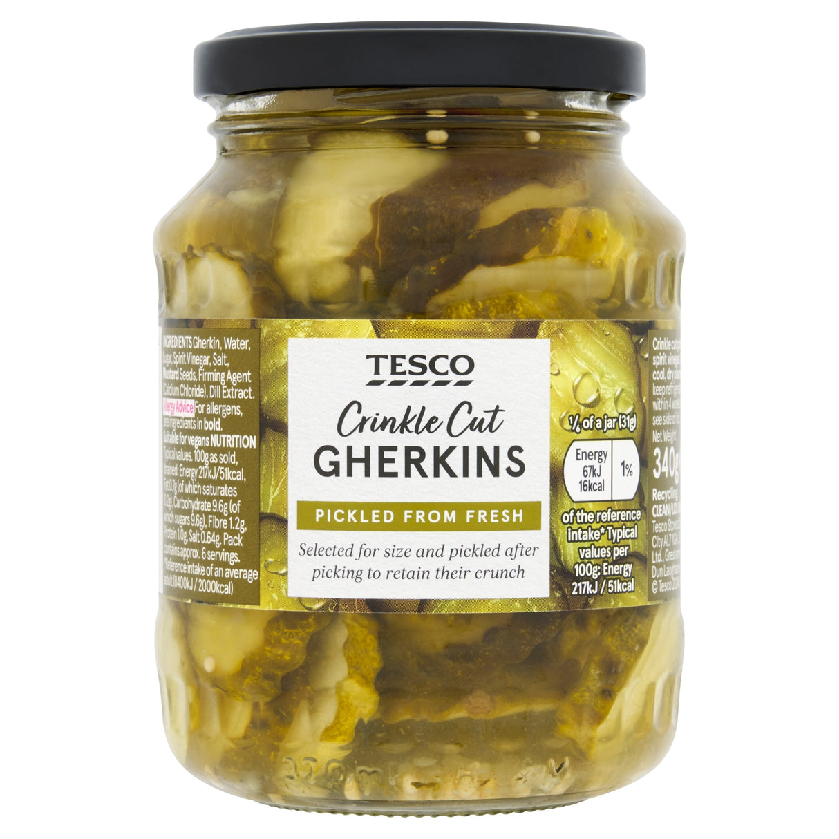 Tesco Crinkle Cut Gherkins 340 g