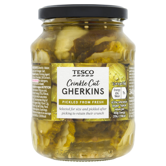 Tesco Crinkle Cut Gherkins 340 g