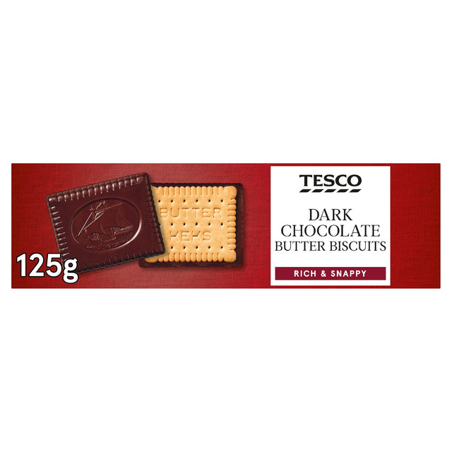 Tesco Dark Chocolate Butter Biscuits 125 g