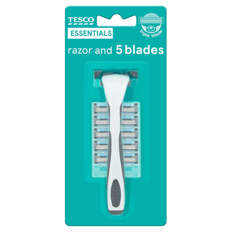 Tesco Essentials Triple Blade Razor With 5 Blades