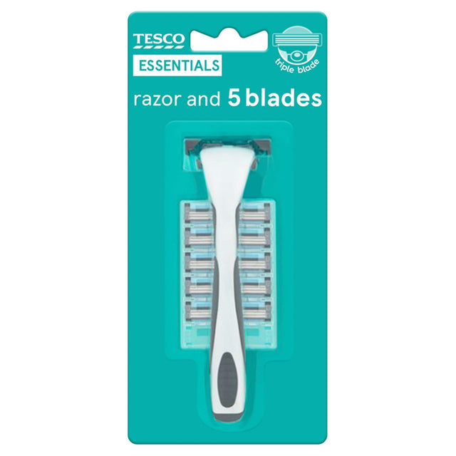 Tesco Essentials Triple Blade Razor With 5 Blades