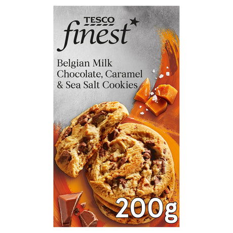Tesco Finest Belgian Milk Chocolate Caramel & Sea Salt Cookies 200 g