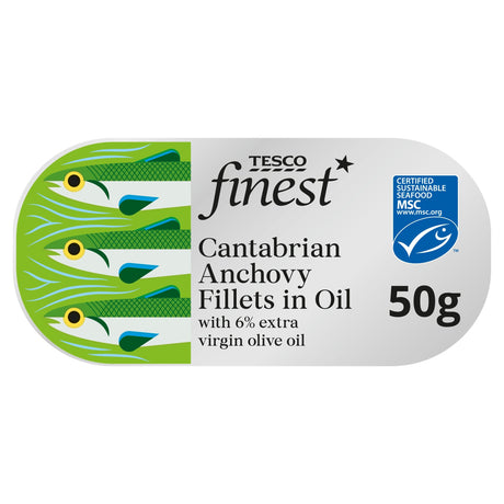 Tesco Finest Cantabrian Anchovy Fillets In Extra Virgin Olive Oil 50 g
