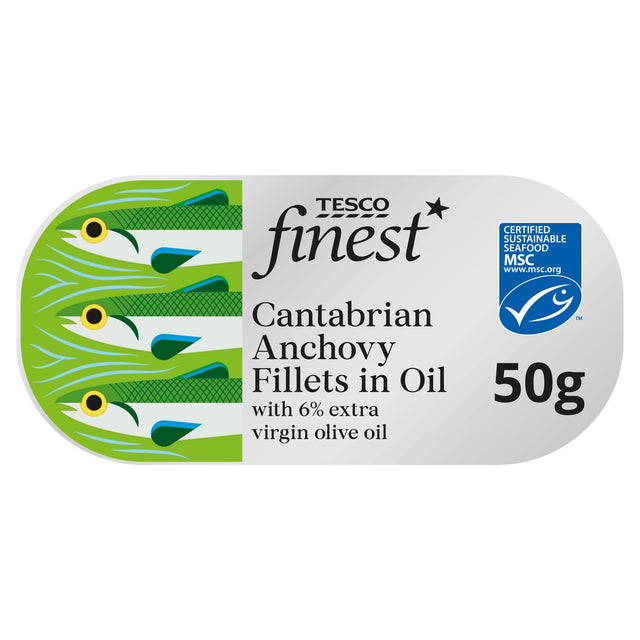 Tesco Finest Cantabrian Anchovy Fillets In Extra Virgin Olive Oil 50 g