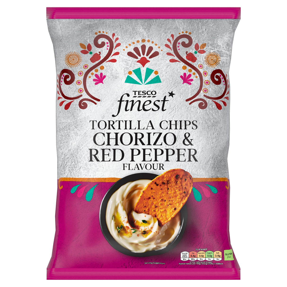Tesco Finest Chorizo & Red Pepper Flavour Tortilla Chips 150 g