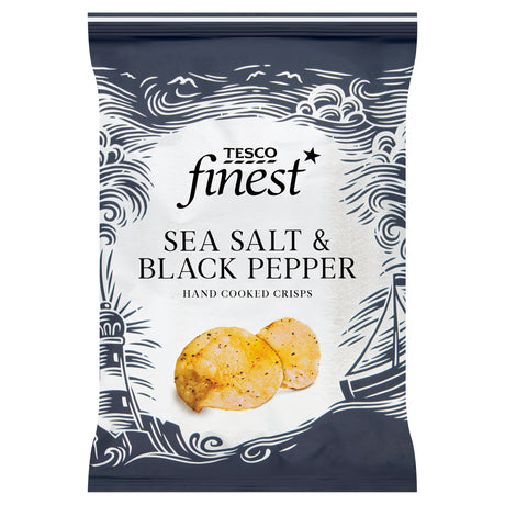 Tesco Finest Hand Cooked Crisps Sea Salt & Black Pepper 150 g