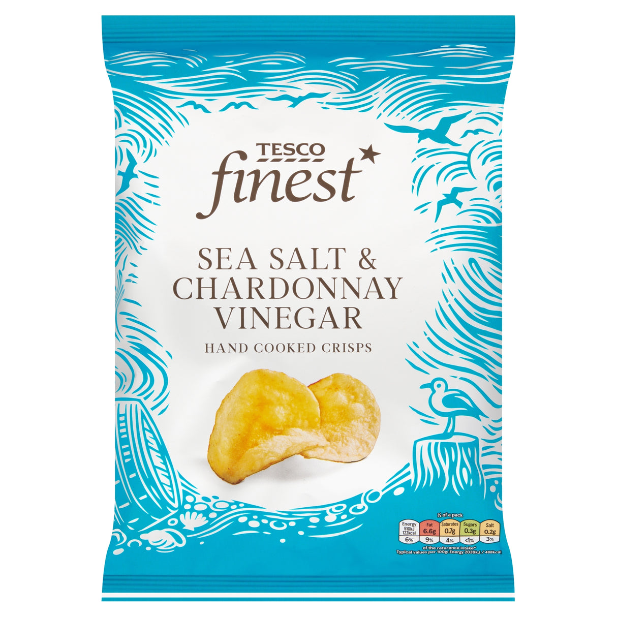 Tesco Finest Hand Cooked Crisps Sea Salt & Chardonnay Vinegar 150 g