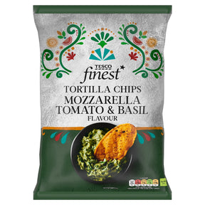 Tesco Finest Mozzarella Basil & Tomato Tortilla Chips 150 g