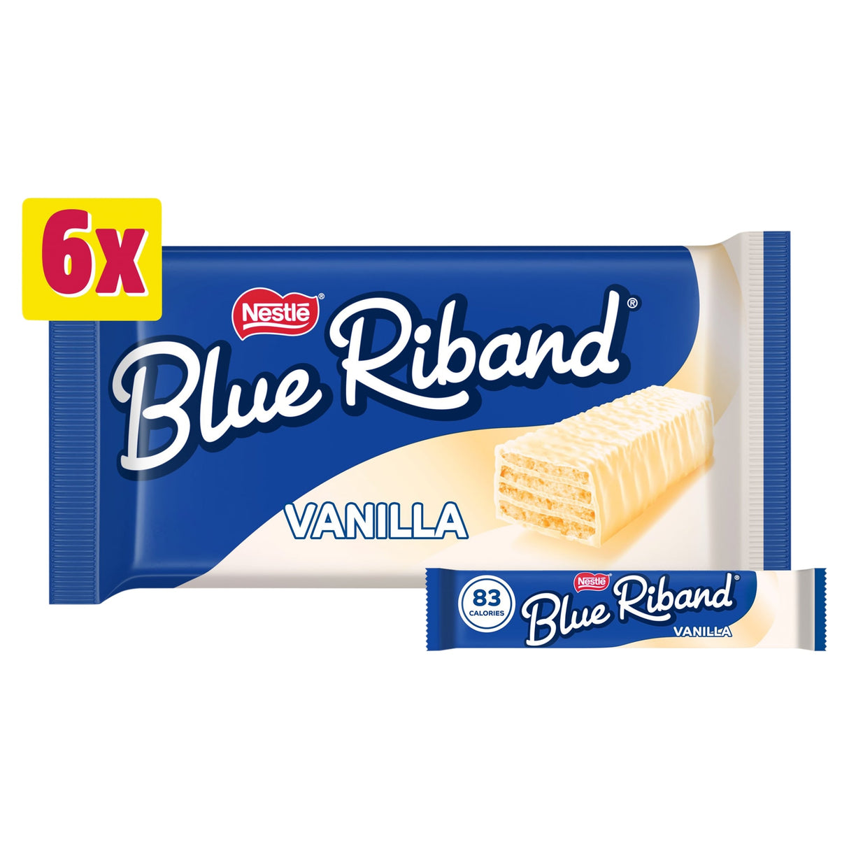 Blue Riband Vanilla White Wafer Biscuit Bar 6 Pack Multi-Pack 90 g
