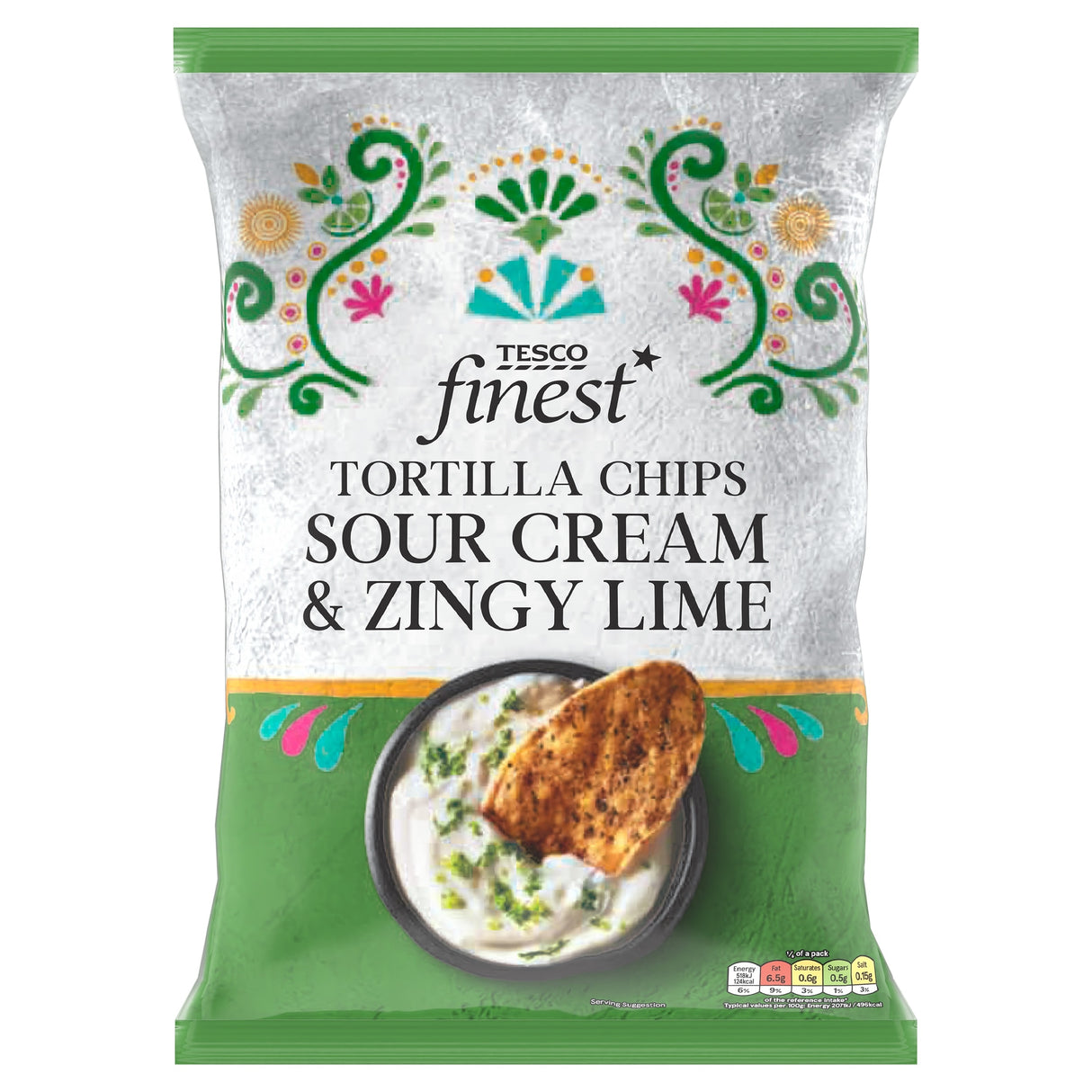 Tesco Finest Tortilla Chips Sour Cream & Zingy Lime 150 g