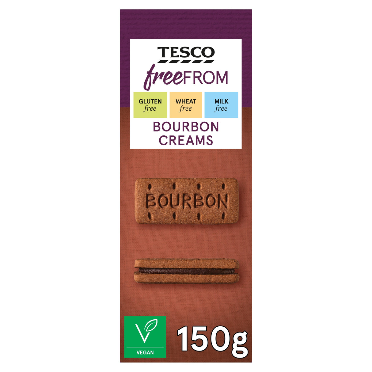 Tesco Free From Bourbon Creams Biscuits 150 g