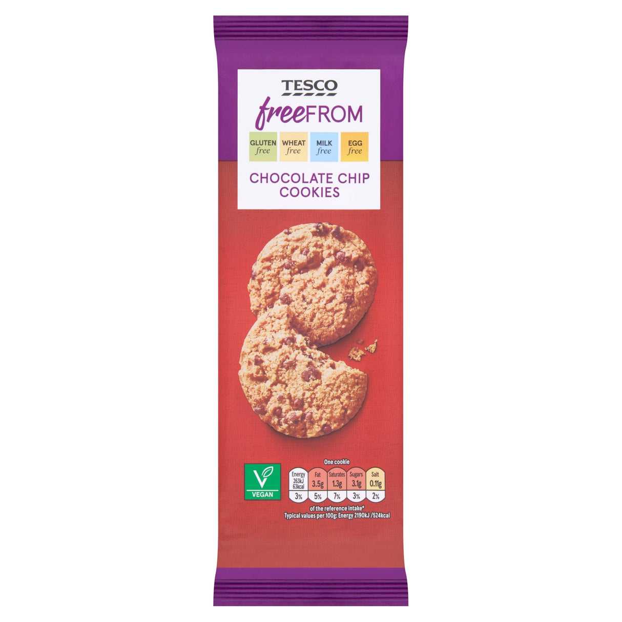 Tesco Free From Chocolate Chip Cookies 145 g