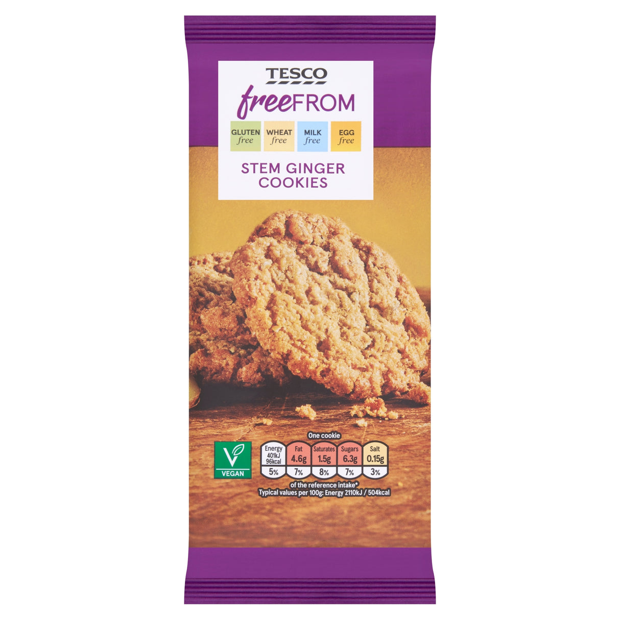 Tesco Free From Stem Ginger Cookies 150 g