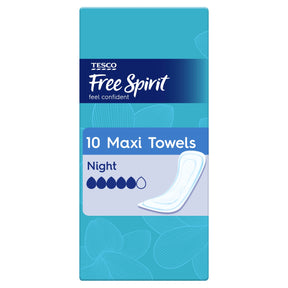 Tesco Free Spirit Maxi Towels Night 10 Pack