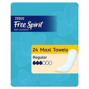 Tesco Free Spirit Maxi Towels Regular 24 Pack