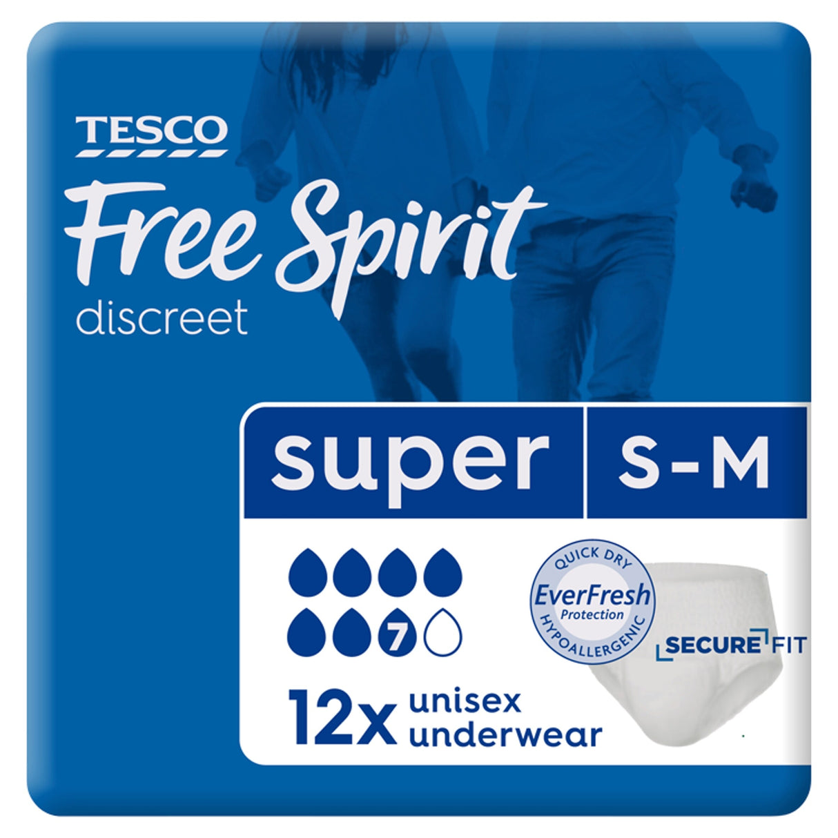 Tesco Free Spirit Super Underwear Small Medium x12