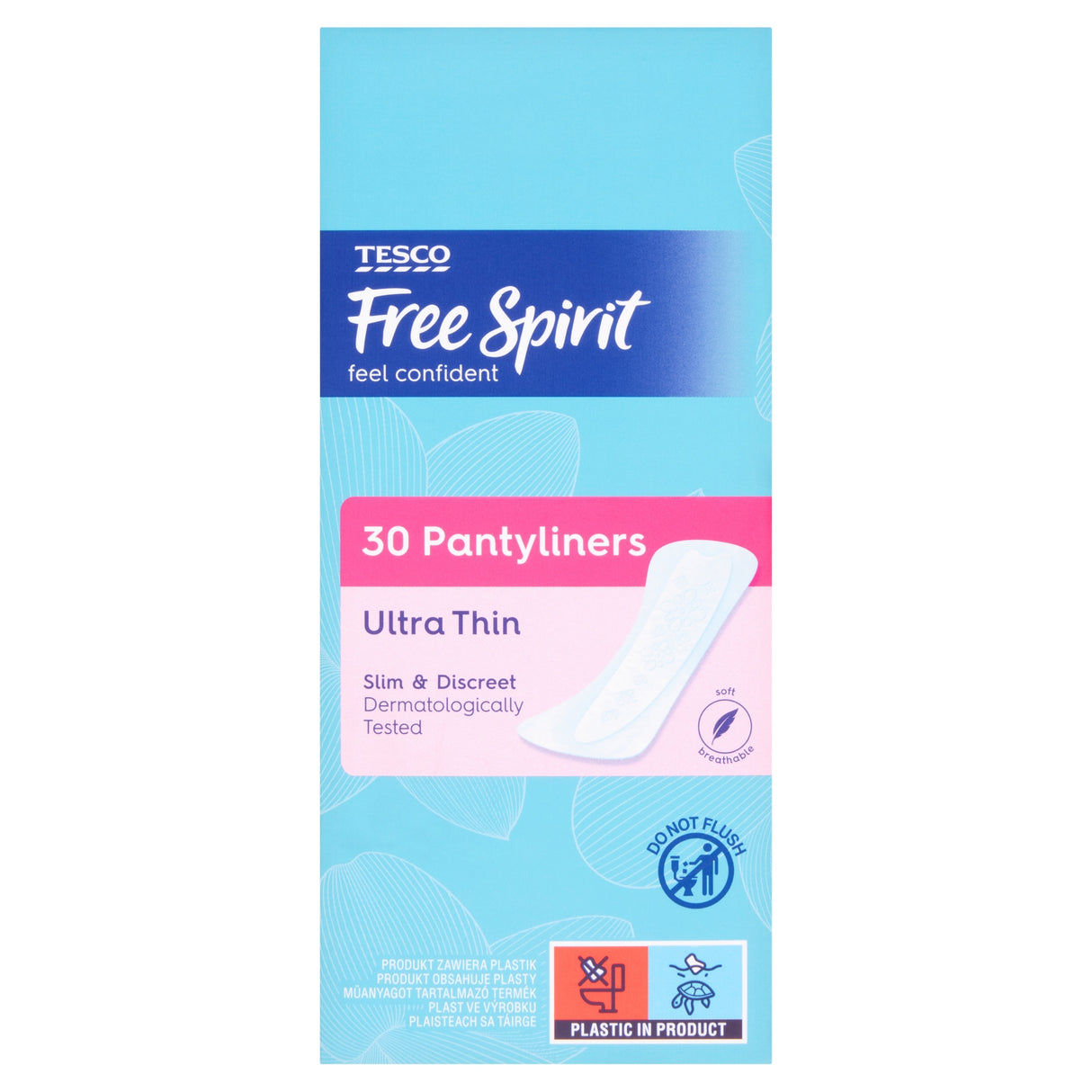Tesco Free Spirit Ultra Thin Pantyliners 30 Pack