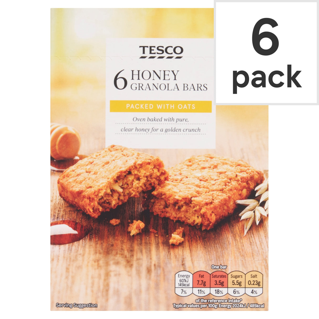 Tesco Honey Granola Bars Packed With Oats 6 x 30 g 180 g