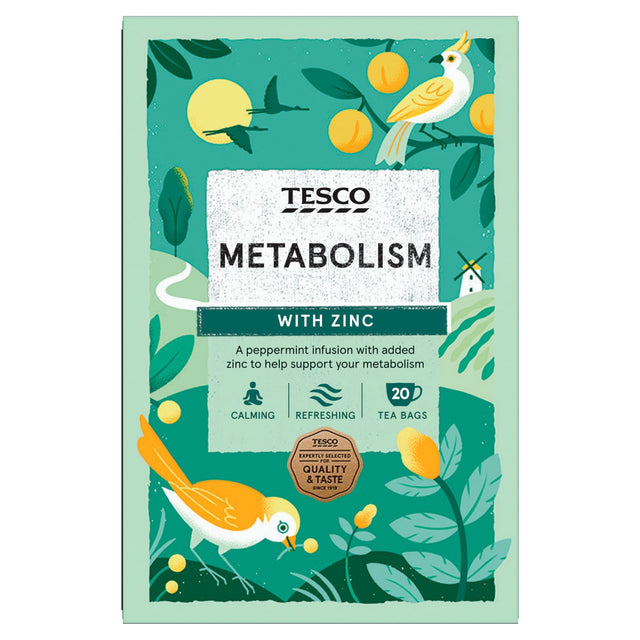 Tesco Metabolism Peppermint With Zinc 20 Herbal Tea Bags 40 g
