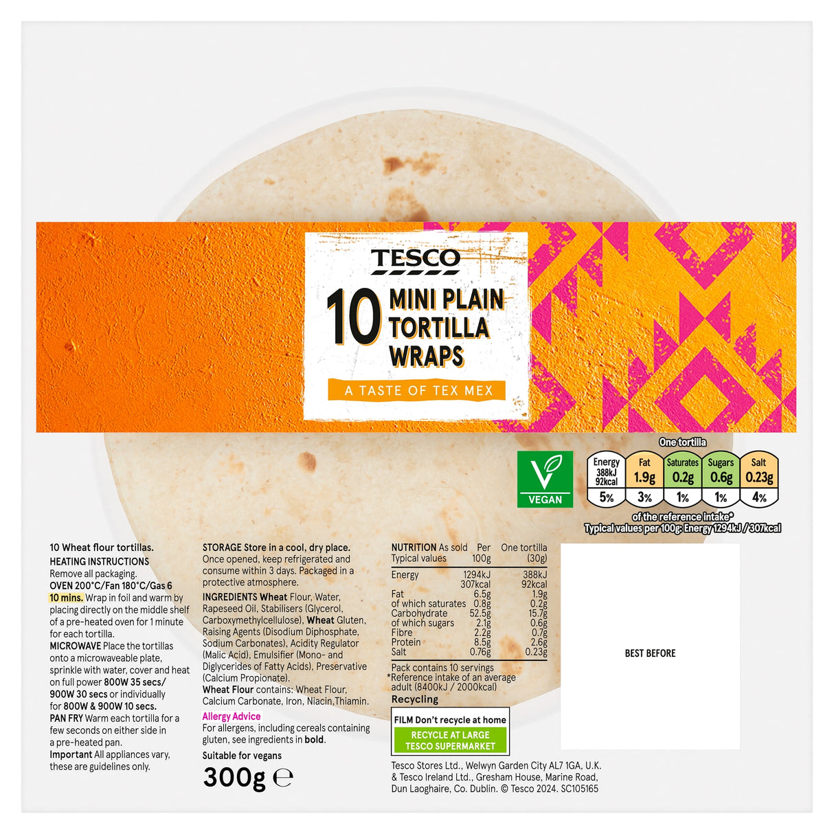 Tesco Mini Plain Tortillas x 10 300 g