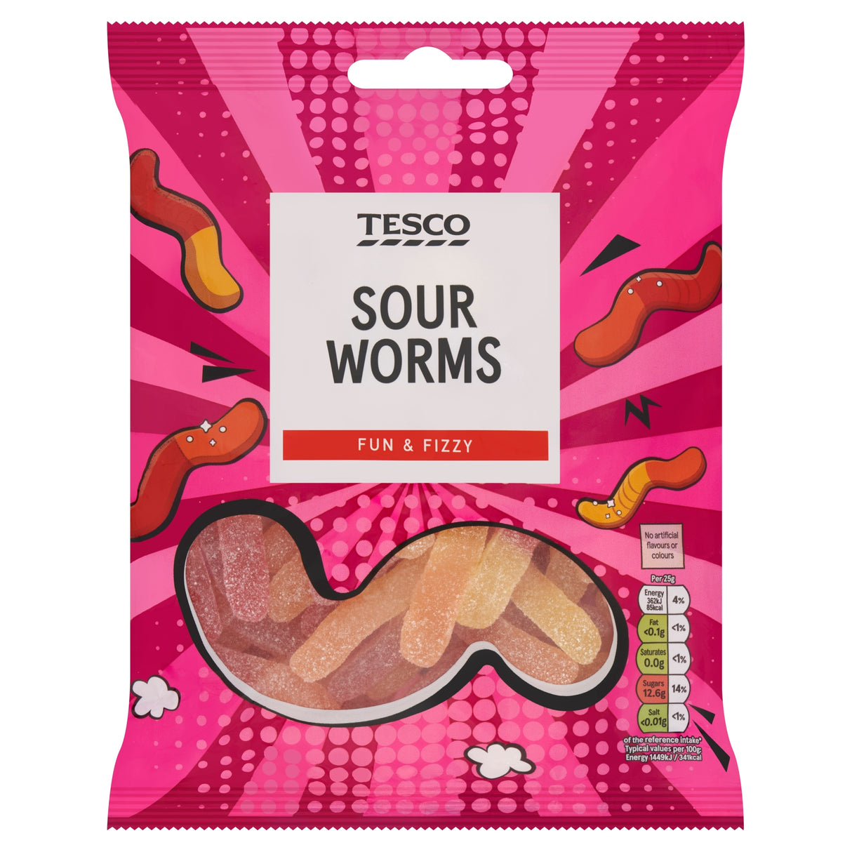 Tesco Neon Worms Jelly Sweets 500 g