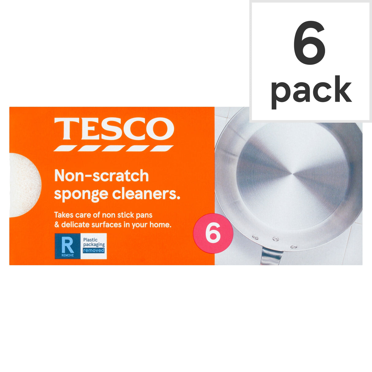 Tesco Non-Scratch Sponge Pan Cleaners 6 Pack