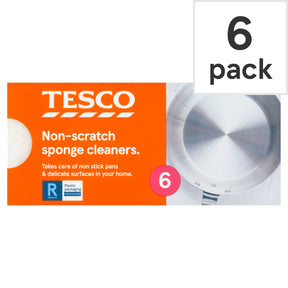 Tesco Non-Scratch Sponge Pan Cleaners 6 Pack