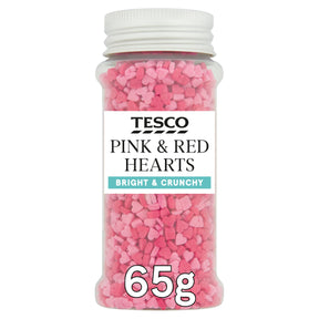 Tesco Pink & Red Heart Sprinkles 65 g
