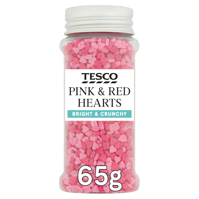 Tesco Pink & Red Heart Sprinkles 65 g