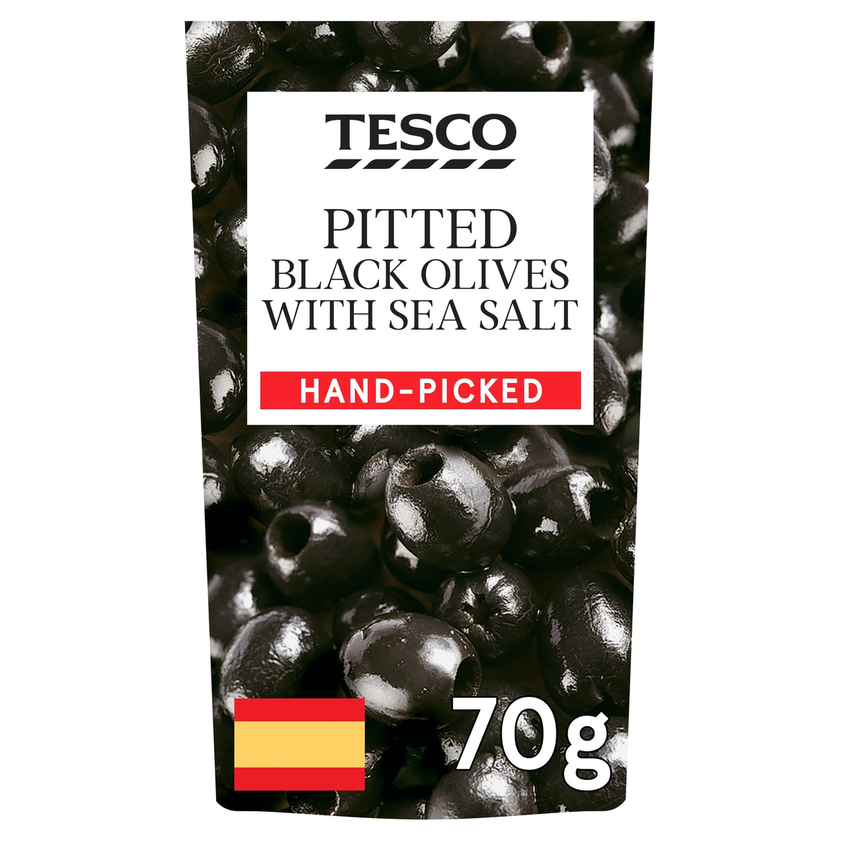 Tesco Pitted Black Olives & Sea Salt 70 g