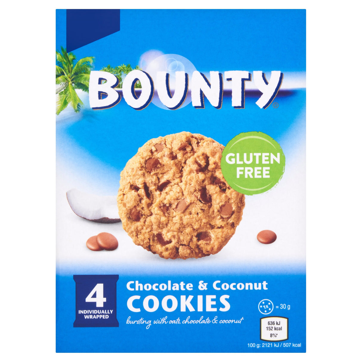 Bounty Gluten Free Chocolate & Coconut Cookies 4 Pack 30 g