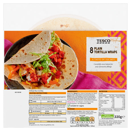 Tesco Plain Tortillas x 8 320 g