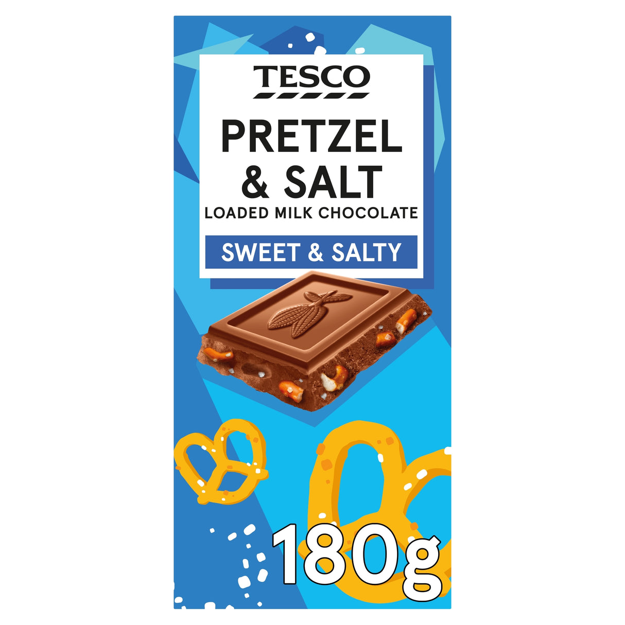 Tesco Pretzel & Salt Loaded Milk Chocolate 180 g
