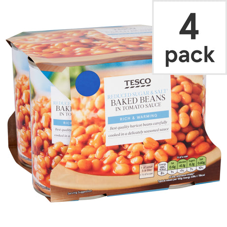 Tesco Reduced Sugar & Salt Baked Beans In Tomato Sauce 4 x 420 g