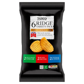 Tesco Ridge Cut Variety Crisps 6 x 30 g