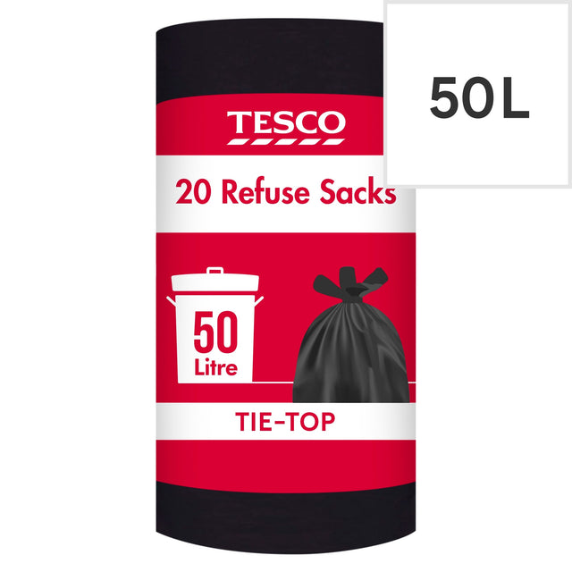 Tesco Tie Top Bin Bags 50 L x20