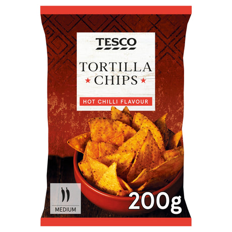 Tesco Tortilla Chips Hot Chill Flavour 200 g