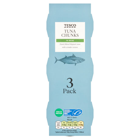 Tesco Tuna Chunks In Brine 3 x 80 g