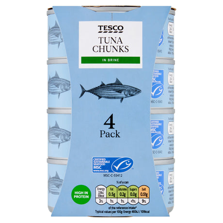 Tesco Tuna Chunks In Brine 4 x 145 g
