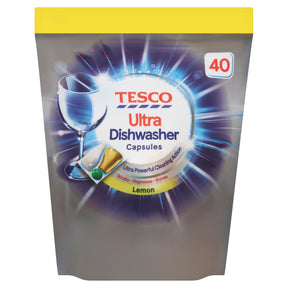 Tesco Ultra Dish Washer Capsules Lemon 40 Pack 500 g