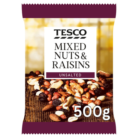 Tesco Unsalted Mixed Nuts & Raisins 500 g
