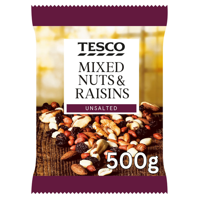 Tesco Unsalted Mixed Nuts & Raisins 500 g