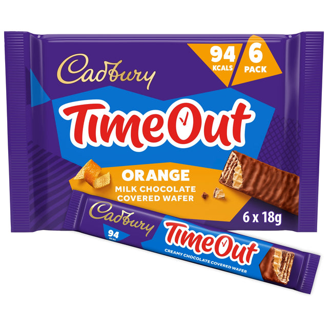 Time Out Orange Milk Chocolate Covered Wafer 6 Pack 108 g