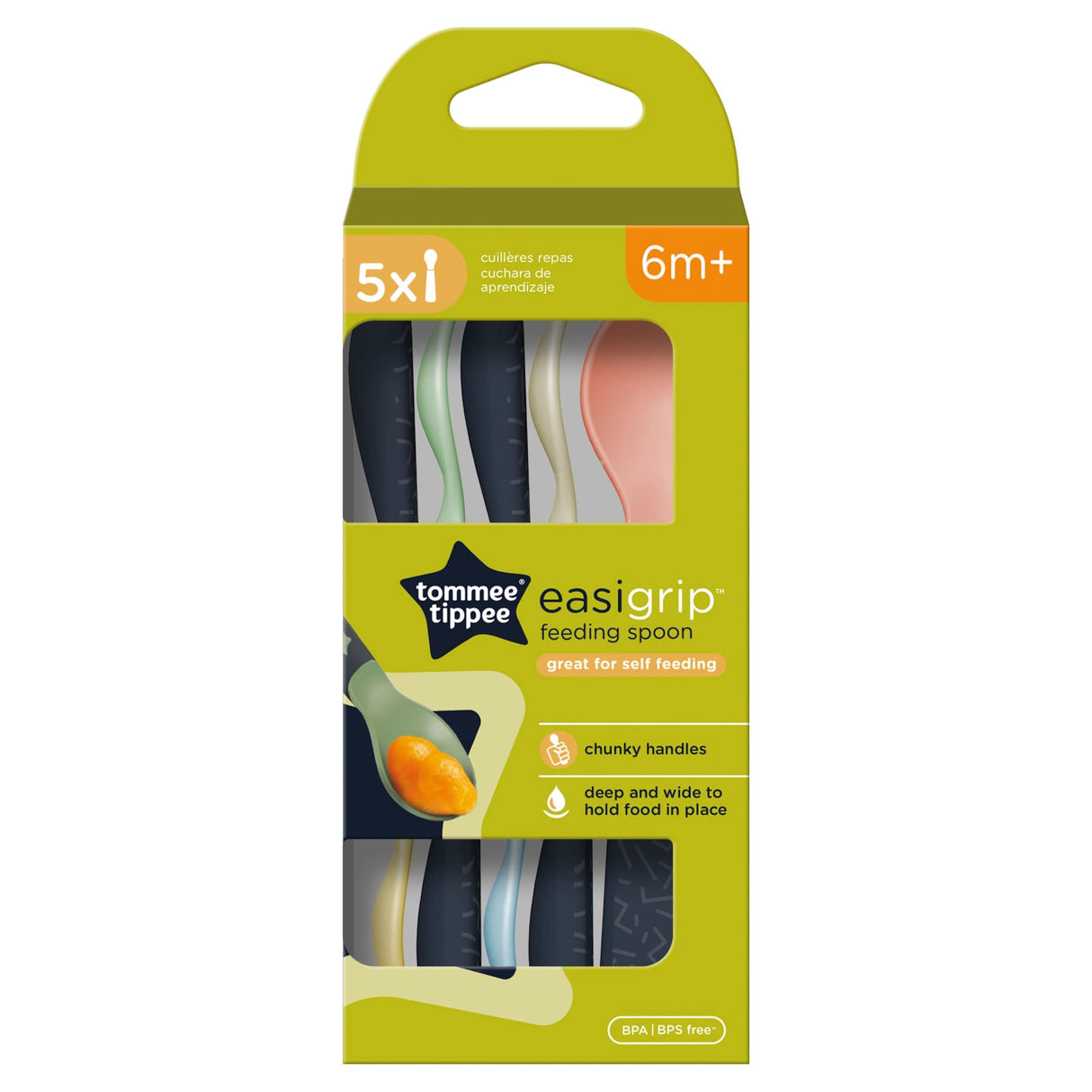 Tommee Tippee EasiGrip Self Feeding Spoons 6 Months+ 5 Pack