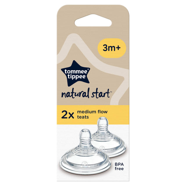 Tommee Tippee Natural Start Baby Bottle Teats Medium Flow 3 Months+ x2