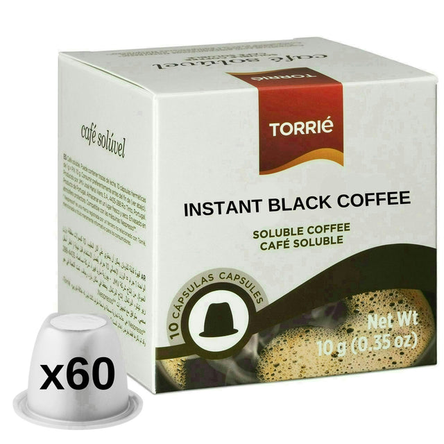 Torrie Instant Black Coffee Nespresso Compatible Capsules 60 Pods